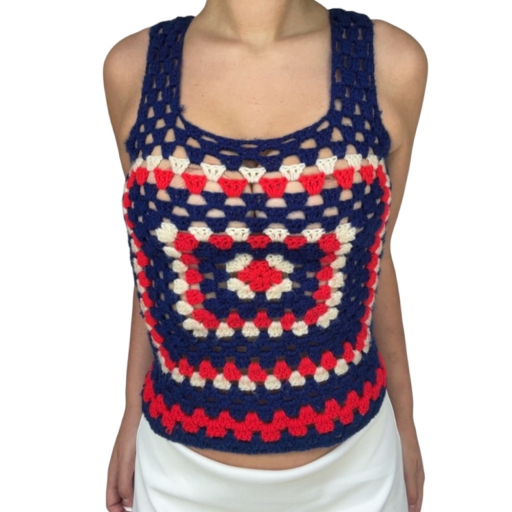 Vintage 70s Handmade Crochet Tank Top